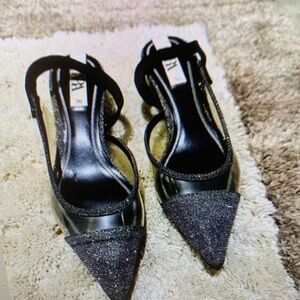 Sparkly Silver Zara Kitten Heel size 36